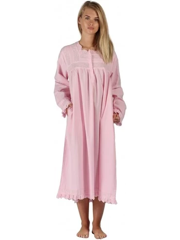 Nightgowns & Sleepshirts Henrietta 100% Cotton Victorian Nightgown with Pockets 7 Sizes - Pink - CY18OEZ8W9D $66.49