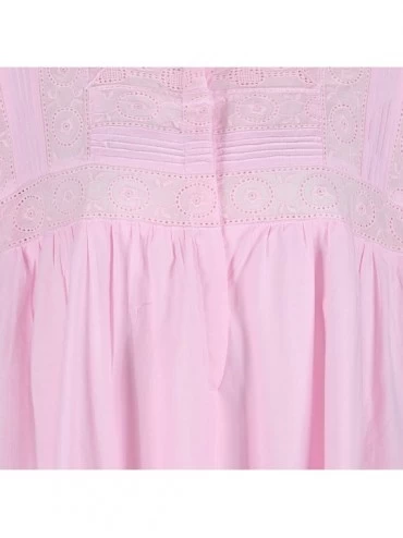 Nightgowns & Sleepshirts Henrietta 100% Cotton Victorian Nightgown with Pockets 7 Sizes - Pink - CY18OEZ8W9D $37.34