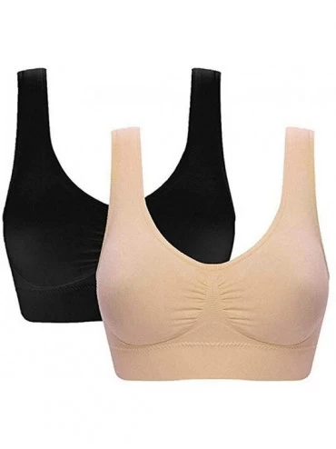 Bustiers & Corsets Women 2 Pack Comfort Seamless Sport Bra Shockproof Padded Underwear Vest Tops - Black-khaki - CS199GYTESE ...