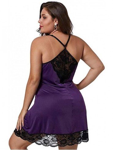 Accessories Pajamas Set Women Lace Lingerie Deep V-Neck Sleepwear Underwear Dress G-String Nightdress - Purple - C018XQDN4GM ...
