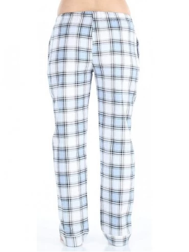 Bottoms Women's Cotton Flannel Pajama PJ Pants with Pockets - Light Blue Plaid - CN18OHSGMLE $20.26