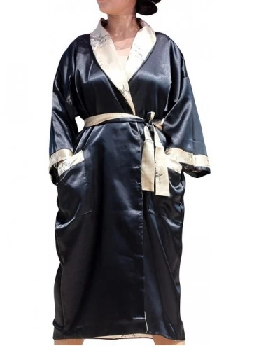 Robes Reversible Thick Thai Silk Unisex Gown with Dragon Embroidery - Buff Brown - CS188TLOEQT $80.43
