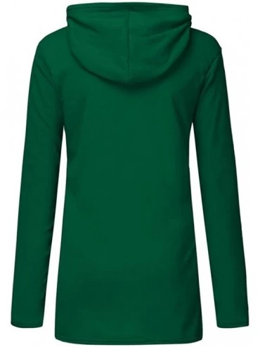 Thermal Underwear Women Cat Print Hoodie Plus Size Long Sleeve Hooded Sweatshirt Long Top - A-green - CE192ZONR6O $21.43