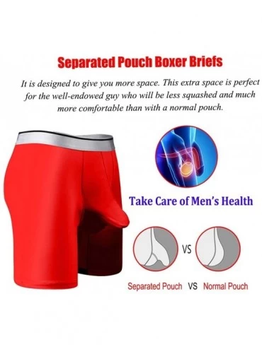 Boxer Briefs Men's Underwear Silky Smooth Boxer Briefs Long Leg Quick Dry Boxer Briefs with Separate Pouch - Grey - C318SOHMA...