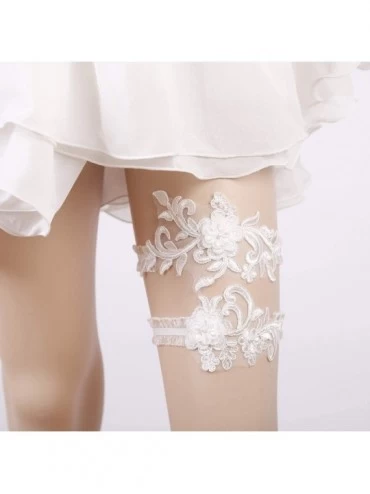 Garters & Garter Belts Wedding Garters for Bride Lace Garter Belt Bridal Garter Set with Rhinestones - E - C718D6XIRW2 $13.04
