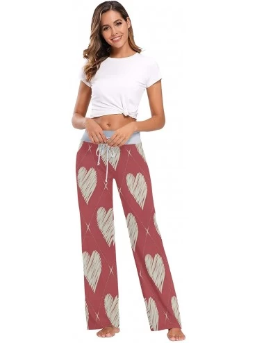 Bottoms Womens Pajama Lounge Pants Twinkle Hearts Love Red Wide Leg Casual Palazzo Pj Sleep Pants Girls - 3d Print 1 - CI19C9...