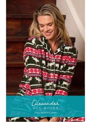 Sets Women's Warm Fleece Pajamas- Long Button Down Pj Set - Colorful Christmas Tree Forrest - CC18TTKUSHT $30.76
