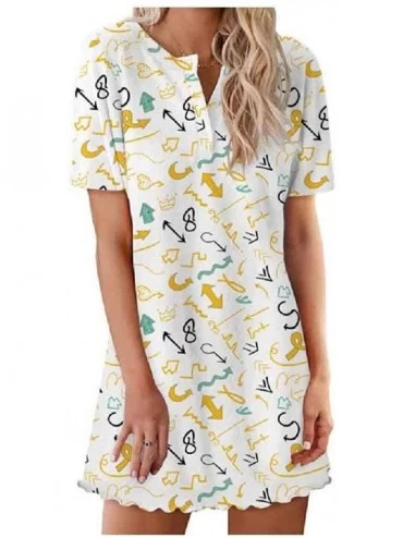 Nightgowns & Sleepshirts Womens Lips Leisure Short Sleeves Short Dress Patterned Sleeping Dress - As9 - C2190C5K3DH $27.05