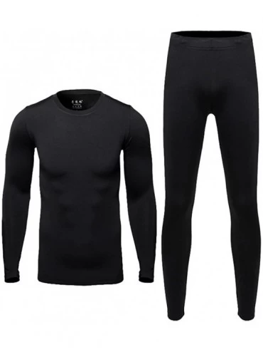 Thermal Underwear Men Thermal Underwear Set - Winter Thermal Long Johns Mens Warm Top and Bottom Set - Black - CN18HYMLWM4 $1...