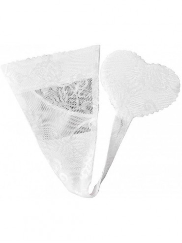 Bustiers & Corsets Women Sexy Lingerie Lace G-String Knickers Underwear Open Crotch Thongs Panties - White - C218SEG73RD $22.41