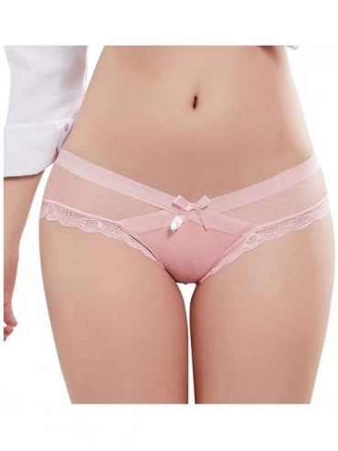 Thermal Underwear Fashion Delicate Women Translucent Underwear Sheer Lace Tank Lace Underpant - Pink - C7198SE84HE $11.19
