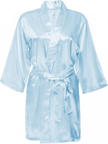 Robes Women's Satin Robe - Light Aqua Blue - C312II8FTAH $64.47
