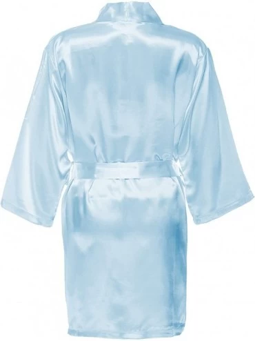 Robes Women's Satin Robe - Light Aqua Blue - C312II8FTAH $39.80