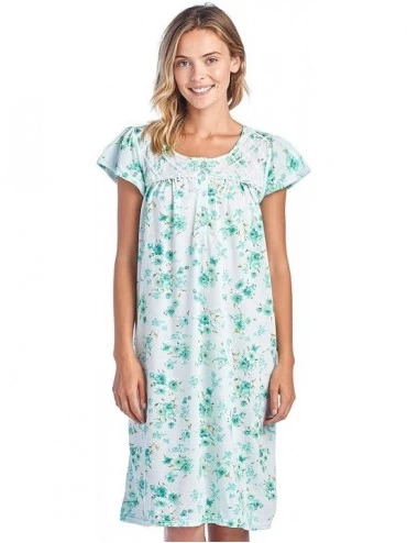 Nightgowns & Sleepshirts Women's Fancy Lace Flower Short Sleeve Nightgown - Mint Green - CW18GO5HK68 $34.45