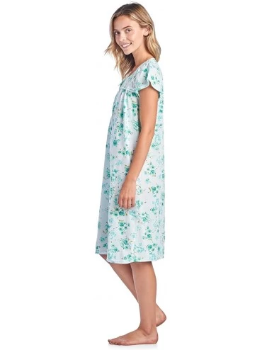 Nightgowns & Sleepshirts Women's Fancy Lace Flower Short Sleeve Nightgown - Mint Green - CW18GO5HK68 $17.23
