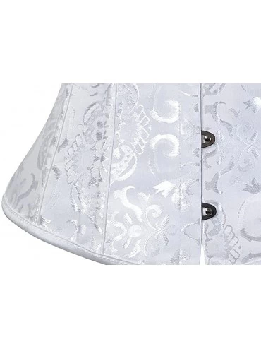 Bustiers & Corsets Women's Satin Lace Up Boned Lingerie Bridal Underbust Corset Top Low Back - White-9427 - C811VDP5ZG7 $12.14