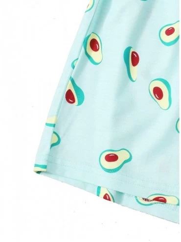 Sets Women's Round Neck Short Sleeve Cartoon Print Top and Shorts Pajama Set - Avocado Green - CW18XHUA6I6 $19.49