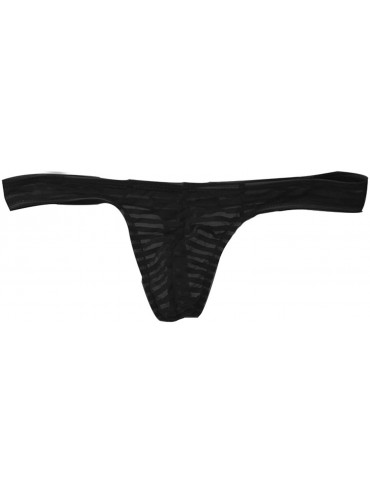 G-Strings & Thongs New Men Thongs Underpants Striped Transparent Underwear Mens Thongs Male T-Back Briefs Bikini Breathable T...