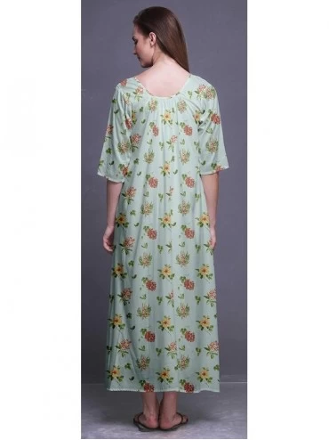 Nightgowns & Sleepshirts Maxi Nightgowns Women 3/4 Sleeves Summer Slip Nighty Sleepwear Nightdress - Pastel Mint3 - C418SY4YM...