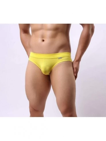 Briefs Men's Modal Bulge Briefs Sexy Low Rise Pouch Bikini Underwear 4 Pack - White-blue-yellow - CR18Y56H6LG $17.51