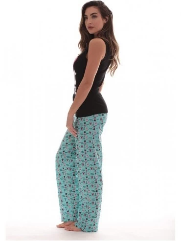 Sets 100% Cotton Women Pajama Ribbed Tank & Jersey Pant Sets - Black - I Love Cat Naps - CP12NU2GPA7 $14.15