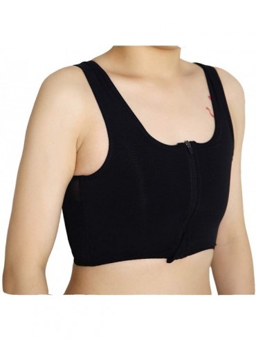 Bustiers & Corsets Translesbian Tomboy Breathable Front Zipper Chest Binder 3-Row Side Hooks - Black - CW18QSW4R66 $50.35