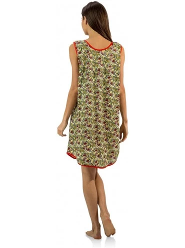 Nightgowns & Sleepshirts Women's Printed Dorm Tank Sleep Nightshirt - Red Floral Picnic - C512NUMF49N $9.29