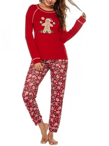 Sets Pajamas Set Women's Long Sleeve Sleepwear Soft Cotton Classic Loungewear Pj Set - Christmas Pattern-red - CZ18Z94TEOX $6...