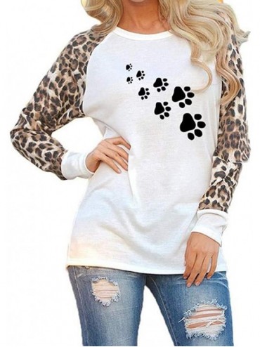 Thermal Underwear Women's Shirt Color Block Long Sleeve Tunic Blouses Oversize Floral Leopard Tops - F-white - CT193Z42506 $4...
