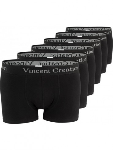 Boxer Briefs 6 Pack Men's Underwear Boxer Briefs Boxer Shorts Soft Cotton Trunks - Black - CW186GS85K8 $43.88
