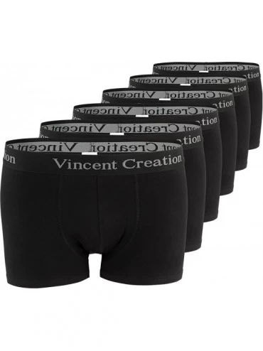 Boxer Briefs 6 Pack Men's Underwear Boxer Briefs Boxer Shorts Soft Cotton Trunks - Black - CW186GS85K8 $36.82