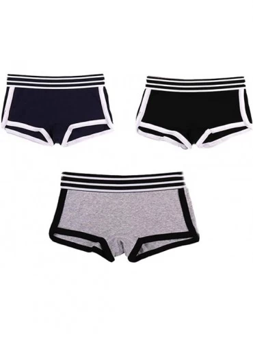 Panties Double-Layer Crotch Cotton Striped Boyshort 3 Pack Boxer Briefs for Tomboy Trans Lesbian - B - CP18ZTDMQ6R $46.99