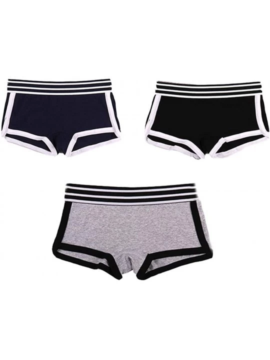 Panties Double-Layer Crotch Cotton Striped Boyshort 3 Pack Boxer Briefs for Tomboy Trans Lesbian - B - CP18ZTDMQ6R $23.19