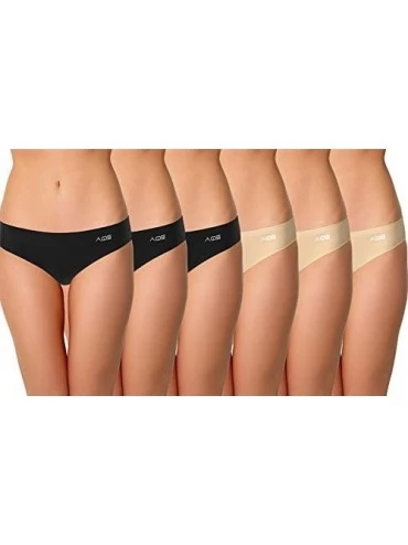 Panties Seamless Bikini Panties- Black + Nude - 6 Pack - CA185W28GAU $53.58