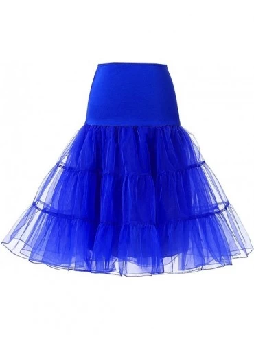 Slips Women's Plus Size 50s Vintage Tutu Skirt Petticoat Rockabilly Crinoline Underskirt - Royal - CR1832TYM3U $49.28