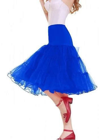 Slips Women's Plus Size 50s Vintage Tutu Skirt Petticoat Rockabilly Crinoline Underskirt - Royal - CR1832TYM3U $20.37