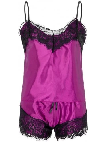 Sets 3pc Women's Exotic Chemises Negligees- Camisole Shorts Set Sexy Cami Tops + Lace Bra + Satin Shorts Pajama Sets - G-hot ...