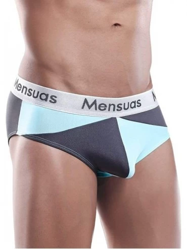 Briefs Brief Dual Color Ultra Soft Pouch Enhancing Mens Sexy Underwear - Grey/Green - CN18O7NTG07 $20.31
