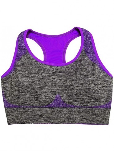 Bras Women's Ruched Sport Bras - Hex Textured Padded Mid Support Workout Yoga Tank Tops Shapewear Activewear - Z_purple - CK1...