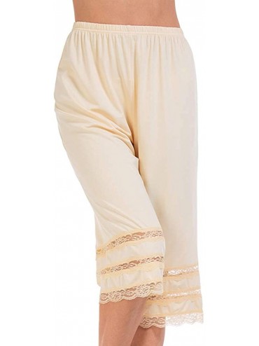 Slips Pettipants for Women Smooth Bloomer Pants Knee Length Split Slips - Beige - CT190YZLAH7 $34.85