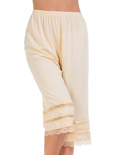 Slips Pettipants for Women Smooth Bloomer Pants Knee Length Split Slips - Beige - CT190YZLAH7 $29.93