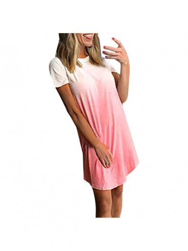 Nightgowns & Sleepshirts Women Tie-Dye Pajamas Short Sleeve Sleepwear Casual Nightgown Shirt Dress(S-2XL) Woman Dress Tie-Dye...