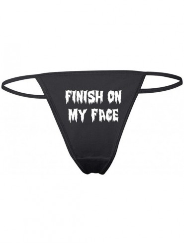 Panties I Swallow Funny Sexy Slutty Women's Cotton Spandex Thong Bikini - Black-finish - CW198GTHN79 $33.90