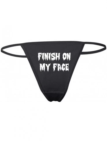 Panties I Swallow Funny Sexy Slutty Women's Cotton Spandex Thong Bikini - Black-finish - CW198GTHN79 $18.60