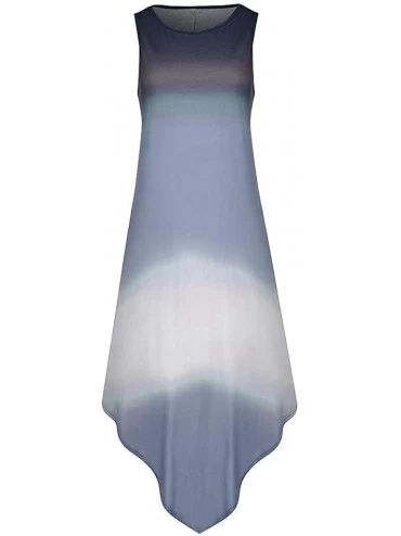 Nightgowns & Sleepshirts Irregular Tie Dye Sleeveless Lace Up Corset Bodice Handkerchief Hem Dress Summer Beach Sun Dress - 9...