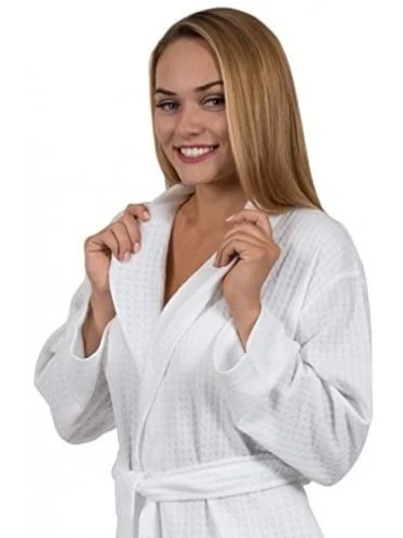 Robes Women's Houndstooth Shawl-Collar Short Robe Travel Robe (Large- Spa White) - C917YXGD5QK $16.53