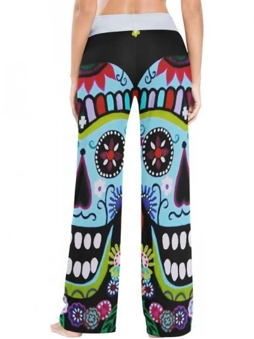 Bottoms Native Floral Skull Women's Pajama Pants Loose Drawstring Lounge Pants Sleepwear - CQ19C4YW2QQ $39.30