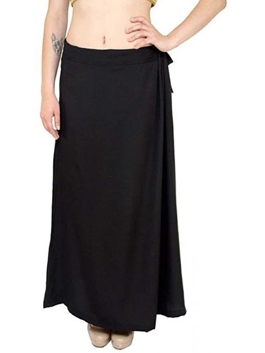 Slips Saree Petticoat Underskirt Cotton Bollywood Indian Lining for Sari Gift for Women Apple Green - Black - C518YUKWKYO $25.23
