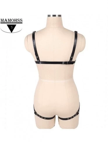 Bustiers & Corsets Women's Full Body Harness Garter Belts Stockings Lingerie Set Leather Suspender Belts Black - CN18WX7SGDX ...
