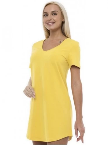 Nightgowns & Sleepshirts Women's Casual Dress Loose Fit V-Neck Nightgown - Yellow - C318WSUIL8I $20.09